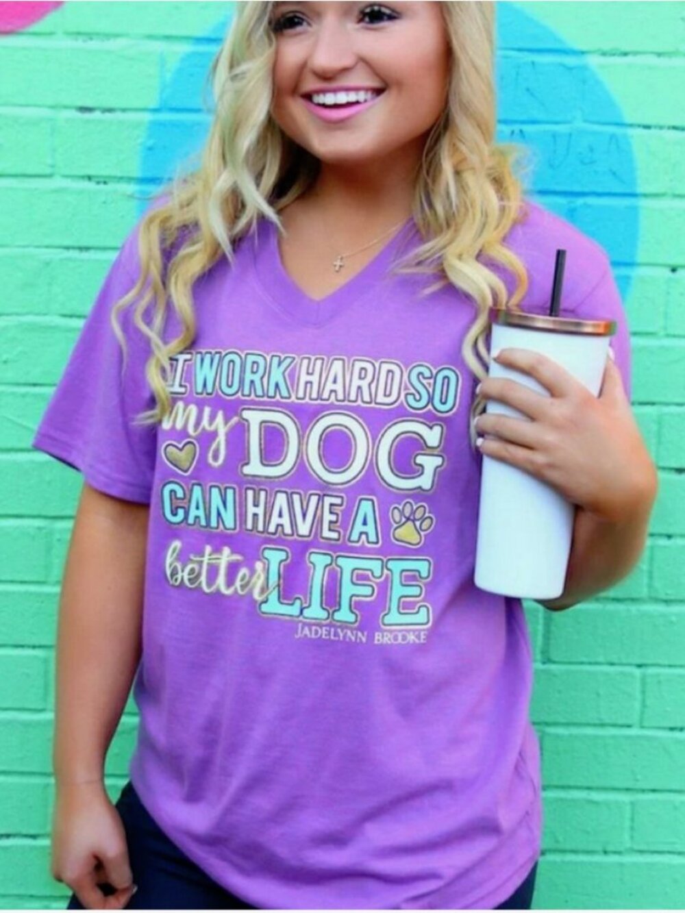 NWT! NEW JADELYNN BROOKE I WORK HARD SO MY DOG CAN HAVE A BETTER LIFE T-SHIRT XS